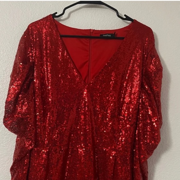 Red sequin dress gown floor length maxi gown - Picture 2 of 5